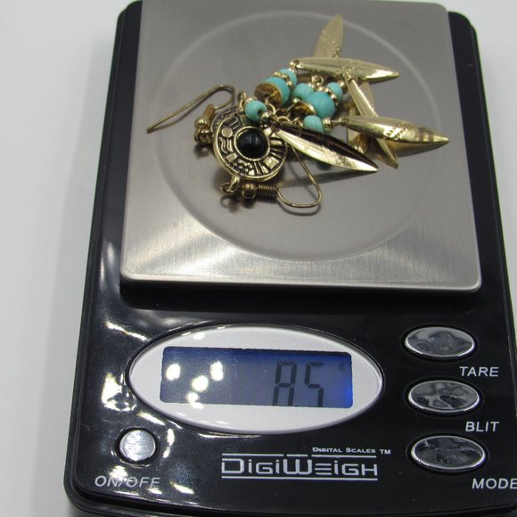 Vintage Black Inlay Beaded Dangle Earrings - Picture 5 of 5